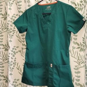 XXS Hunter Green 3 pocket scrub top
